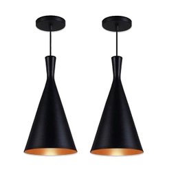 Kit 2 Pendentes Luminária Funil Tom Dixon (Preto/ Interior Cobre) As Luminárias - 1 Kit 2 Pendentes Luminária Funil Tom Dixon (Preto/ Interior Cobre) As Luminárias - 1