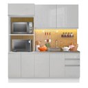 Ver imagem 3 de Armário de Cozinha Compacta 100% Mdf Madesa Acordes Xb190001 com Balcão e Torre Portas Branco Brilho