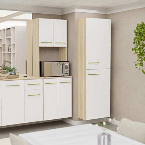 Conjunto Cozinha Torre Quente e Paneleiro Suspensos Aura Branco/Dubai