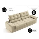 Ver imagem 2 de Sofá com Chaise Bariloche 4 Lugares Retrátil e Reclinável 240cm Bege Cia Lar