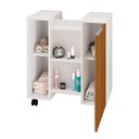 Ver imagem 4 de Gabinete para Banheiro 55cm 1 Porta com Rodízios Pequin Branco/ripado - Bechara