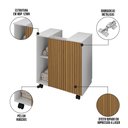 Ver imagem 5 de Gabinete para Banheiro 55cm 1 Porta com Rodízios Pequin Branco/ripado - Bechara