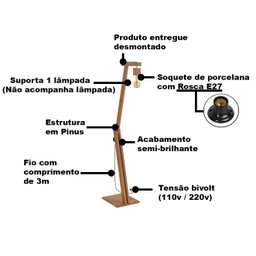 Luminária de Chão Amêndoa Pelicano Bivolt Tebarrot Móveis - 7