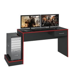 Escrivaninha Gamer Preto Acetinado C/Vermelho Artely - 3