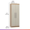 Ver imagem 2 de Guarda Roupa com 2 Portas 1 Cabideiro 80x218cm Carvalho