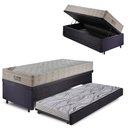 Ver imagem 1 de Bicama Box Baú 88x188 Suede Preto com Colchão Airtech Ortobom