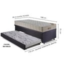 Ver imagem 2 de Bicama Box Baú 88x188 Suede Preto com Colchão Airtech Ortobom