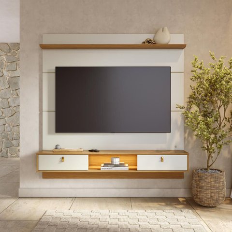 Painel TV 60" Suspenso 160cm com Bancada 2 Portas Basculante Ruan C04 - D'Rossi