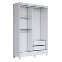 Ver imagem 4 de Guarda-roupa Solteiro Bari 2 Portas 2 Gavetas Branco - Panorama Móveis
