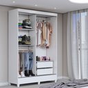 Ver imagem 2 de Guarda-roupa Solteiro Bari 2 Portas 2 Gavetas Branco - Panorama Móveis