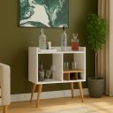 Ver imagem 1 de Aparador Moderno C/ Adega P/ Vinhos, Porta Taças e Mini Bar:branco