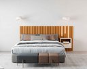 Ver imagem 3 de Cabeceira Ripado para Cama de Casal/queen Maracá Nature com Mesa de Cabeceira Jatobá com Led Offwhit