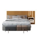 Ver imagem 2 de Cabeceira Ripado para Cama de Casal/queen Maracá Nature com Mesa de Cabeceira Jatobá com Led Offwhit