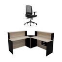 Ver imagem 1 de Balcão de Atendimento em L com Gaveta 120x60cm para Loja e Recepção + Cadeira Ergonômica Netflex