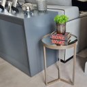 Ver imagem 1 de Mesa Lateral com Espelho - Mesinha de Apoio 50x35 cm Champagne