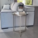 Ver imagem 1 de Mesa Lateral com Espelho - Mesinha de Apoio 60 x 45 cm Champagne