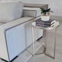 Ver imagem 2 de Mesa Lateral com Espelho - Mesinha de Apoio 60 x 45 cm Champagne