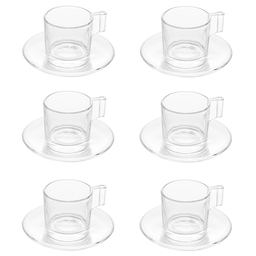 Conjunto 6 Xícaras Para Chá Com Pires de Vidro Lotus 185ml Lyor - 1