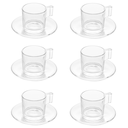 Ver imagem 1 de Conjunto 6 Xícaras Para Chá Com Pires de Vidro Lotus 185ml Lyor