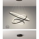 Ver imagem 3 de Lustre Pendente Preto Moderno Anéis LED 3 Arcos Pé Direito Duplo Original Preto