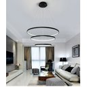 Ver imagem 2 de Lustre Pendente Preto Moderno Anéis LED 3 Arcos Pé Direito Duplo Original Preto