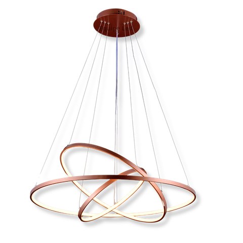 Lustre Pendente Moderno Anéis Led 90w 3 Arcos Cobre Full Original 2m Rose
