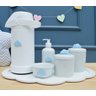 Kit De Porcelanas Bebê Bandeja Nuvem Algodão + Térmica 500ml + Potes. - 3