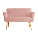 Ver imagem 2 de Namoradeira Isabela 02 Lugares Veludo Cores - DS Estofados - Rosa