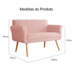 Namoradeira Isabela 02 Lugares Veludo Cores - DS Estofados - Rosa - 5