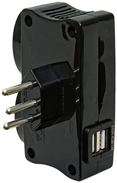 Multi USB Carregador 2 USB e 2 Tomadas Cor Preto - Daneva Dn1650 - 2