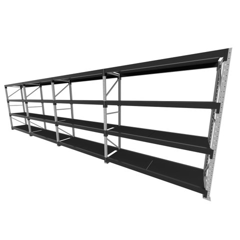 Mini Porta Pallet 200 Kg por Nivel Inicial +3 Continuação com 4 Niveis Preto com Mdf Preto
