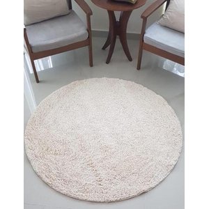 Tapete Algodão Par Sala/Quarto - Redondo - 1,20 x 1,20 - Cor Cru Médio