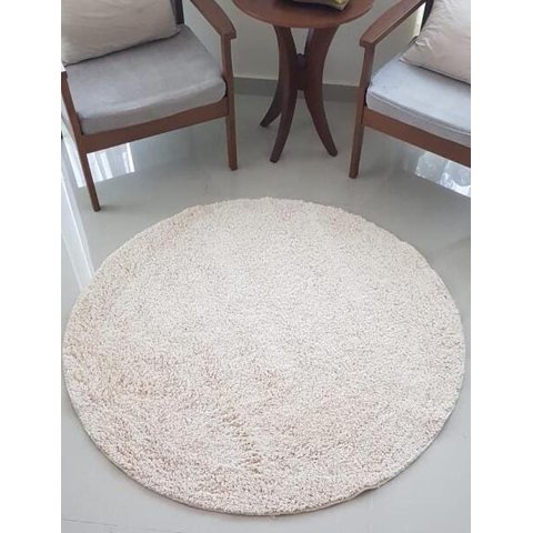 Tapete Algodão Par Sala/Quarto - Redondo - 1,20 x 1,20 - Cor Cru Médio