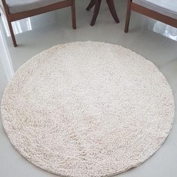 Tapete Algodão Par Sala/Quarto - Redondo - 1,20 x 1,20 - Cor Cru Médio - 4