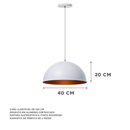 Kit 2 Lustres Sala Estar Meia Lua 40cm Alumínio Cor: Branco - 2