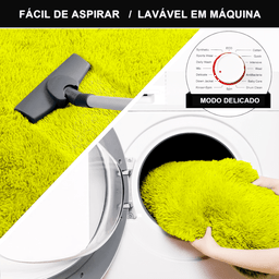 Tapete Saturs Shaggy Pelo Alto Amarelo  - 60 x 180 cm Tapete para Sala e Quarto - 2