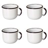 Caneca Xícara Esmaltada 10cm Branca Ewel - Kit com 4 Unidades - 1