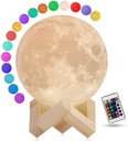 Ver imagem 5 de Moon Lâmpada Pendurado 3D Impressão Moon Light LED 16 Cores Night Lâmpada com Suporte de Madeira Tocar Lua