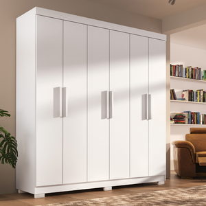 Guarda Roupa Casal Lisboa 6 Portas 2 Gavetas com Pés