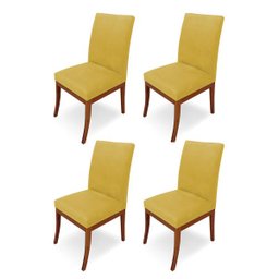Kit 4 Cadeiras Raquel para Sala de Jantar Suede Amarelo - 1