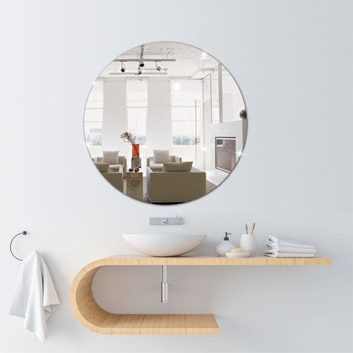 Espelho Decorativo Vidro Redondo de Banheiro Sala 40x40cm