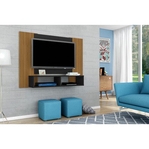 Painel para TV  47 Polegadas Navi Preto Fosco/Ripado