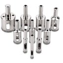 Ver imagem 1 de Kit 10 Brocas Diamantadas 6 a 50mm Fura Vidro Mármore Piso Cerâmica Granito