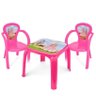 Mesa Mesinha Infantil Rosa Princesa com 2 Cadeiras Plástica - 1