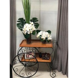 Carrinho de Chá Ferro e Madeira Bar Pintura Eletrostática Sudeste Rústico - 3 Carrinho de Chá Ferro e Madeira Bar Pintura Eletrostática Sudeste Rústico - 3