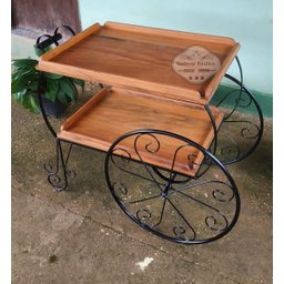 Carrinho de Chá Ferro e Madeira Bar Pintura Eletrostática Sudeste Rústico - 1 Carrinho de Chá Ferro e Madeira Bar Pintura Eletrostática Sudeste Rústico - 1