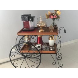 Carrinho de Chá Ferro e Madeira Bar Pintura Eletrostática Sudeste Rústico - 4 Carrinho de Chá Ferro e Madeira Bar Pintura Eletrostática Sudeste Rústico - 4