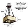 Lustre Pendente Corda Sisal Luminaria Quadrada Retrô Bivolt 110/220V - 2