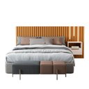 Ver imagem 3 de Cabeceira de Casal com Mesa e Kit Led Quioto Nature Pérola