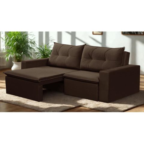 Sofá Retrátil 2 Lugares 1,80m Londres Suede Mirra Decor